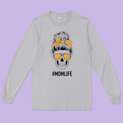 Yellow Flower On Pink Background Mom Skull Long Sleeve Tee Designed By Bettercallsaul