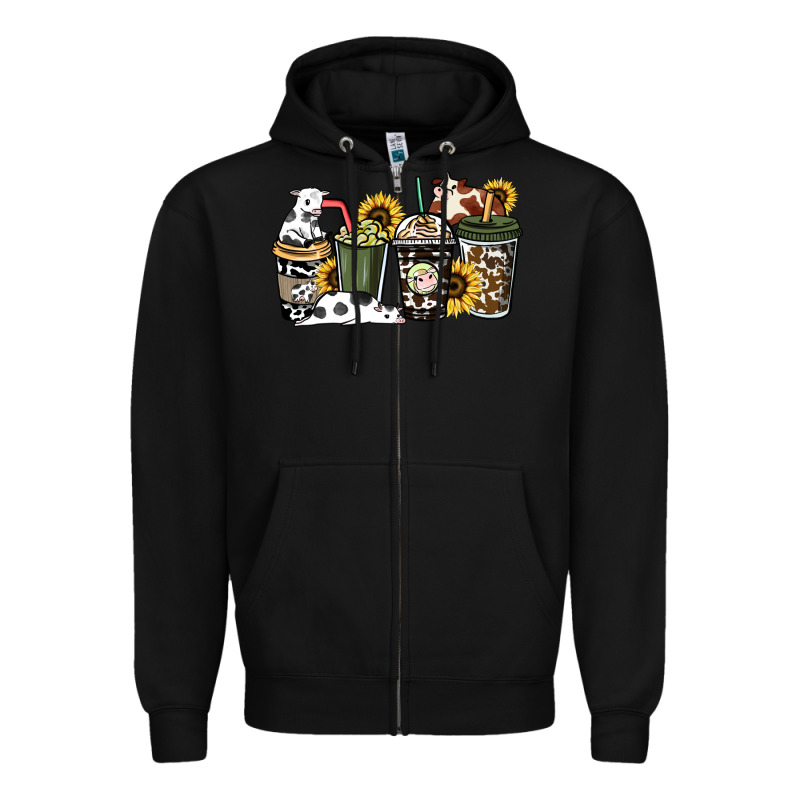 Cowhide Coffee Cup Zipper Hoodie by HowdyJamesFarm | Teevron