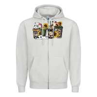 Dove Grey cowhide coffee cup Zipper Hoodie - HowdyJamesFarm