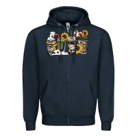Navy cowhide coffee cup Zipper Hoodie - HowdyJamesFarm
