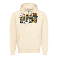 Sandshell cowhide coffee cup Zipper Hoodie - HowdyJamesFarm