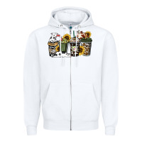 White cowhide coffee cup Zipper Hoodie - HowdyJamesFarm