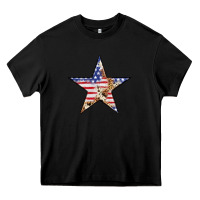 Black American Flag Star Heavy Core Tee - LillyAllenDesigns
