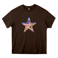 Chocolate Brown American Flag Star Heavy Core Tee - LillyAllenDesigns