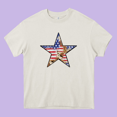 American Flag Star Heavy Core Tee Designed By Lillyallendesigns