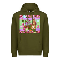 Army Green Easter eggs bunnys basket Premium Hoodie - OliviaCreatesArt