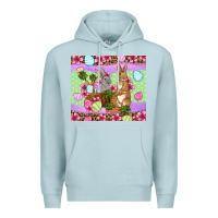 Blue Mist Easter eggs bunnys basket Premium Hoodie - OliviaCreatesArt