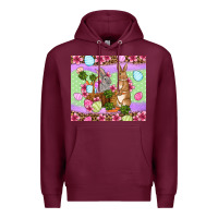 Burgundy Easter eggs bunnys basket Premium Hoodie - OliviaCreatesArt