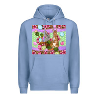 Colony Blue Easter eggs bunnys basket Premium Hoodie - OliviaCreatesArt