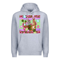 Heather Grey Easter eggs bunnys basket Premium Hoodie - OliviaCreatesArt