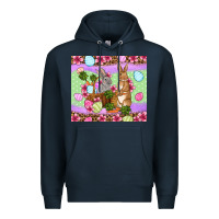 Navy Easter eggs bunnys basket Premium Hoodie - OliviaCreatesArt