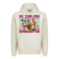 Oatmeal Heather Easter eggs bunnys basket Premium Hoodie - OliviaCreatesArt