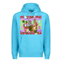 Ocean Blue Easter eggs bunnys basket Premium Hoodie - OliviaCreatesArt