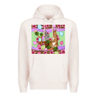 Pale Pink Easter eggs bunnys basket Premium Hoodie - OliviaCreatesArt