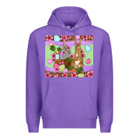 Purple Easter eggs bunnys basket Premium Hoodie - OliviaCreatesArt