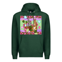 Sports Green Easter eggs bunnys basket Premium Hoodie - OliviaCreatesArt