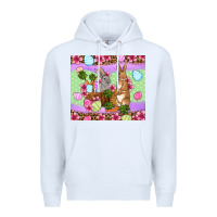 White Easter eggs bunnys basket Premium Hoodie - OliviaCreatesArt