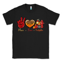 Black Peace Love Firefighter Classic Tee - BundleAndBundleShop