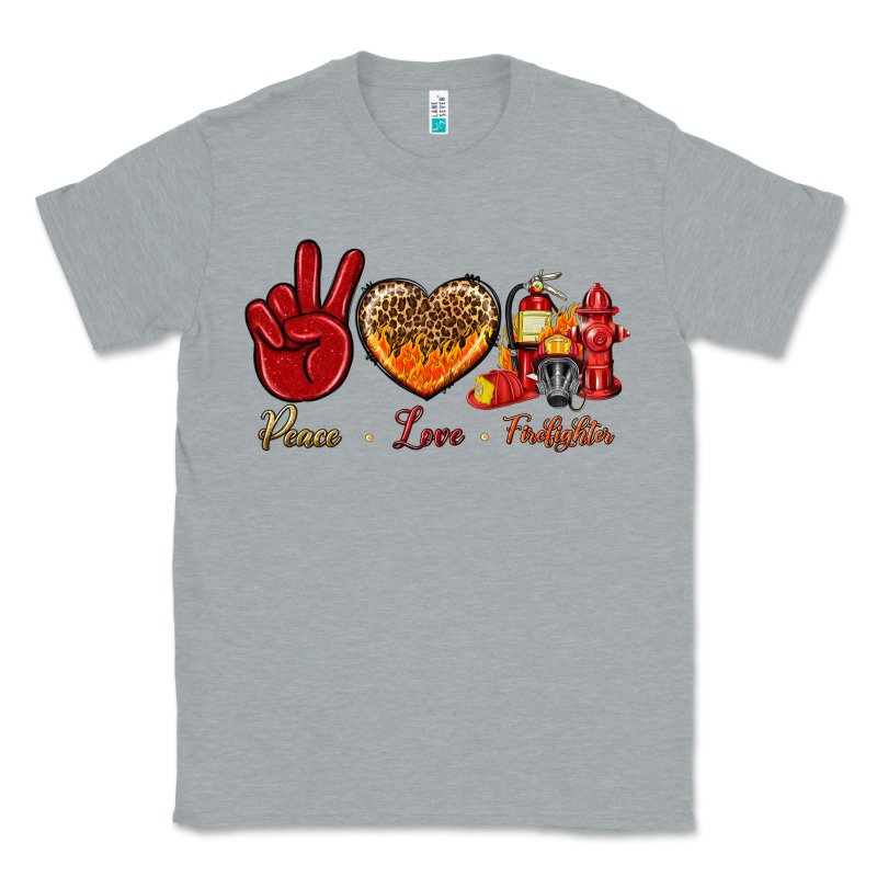 Peace Love Firefighter Classic Tee by BundleAndBundleShop | Teevron