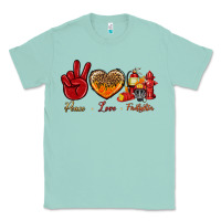 Seafoam Peace Love Firefighter Classic Tee - BundleAndBundleShop
