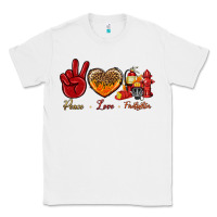 White Peace Love Firefighter Classic Tee - BundleAndBundleShop