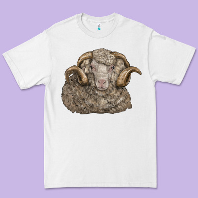 Merino Wool Sheep Head Premium Tee Designed By Lillyallendesigns