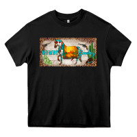 Black western howdy cowboy horse sunset weapon cactus leopard  license plate Heavy Core Tee - BarkalooDesign