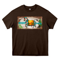 Western Howdy Cowboy Horse Sunset Weapon Cactus Leopard  License Plate Heavy Core Tee | Teevron