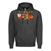 Charcoal Heather christmas cup cakes coffee cups Zipper Hoodie - CowGirlArtShop