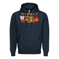 Navy christmas cup cakes coffee cups Zipper Hoodie - CowGirlArtShop