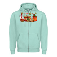 Seafoam christmas cup cakes coffee cups Zipper Hoodie - CowGirlArtShop