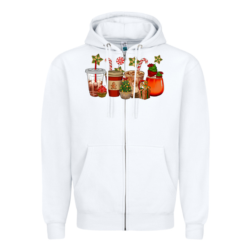 Christmas Cup Cakes Coffee Cups Zipper Hoodie by CowGirlArtShop | Teevron