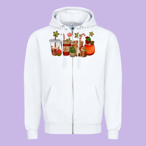 Christmas Cup Cakes Coffee Cups Zipper Hoodie Designed By Cowgirlartshop