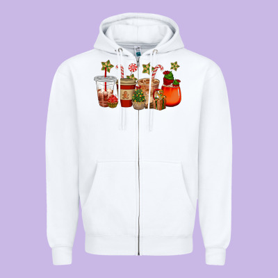 Christmas Cup Cakes Coffee Cups Zipper Hoodie Designed By Cowgirlartshop