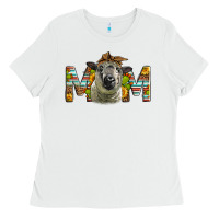White Western Hampshire Sheep Mom Ladies Tee - LillyAllenDesigns