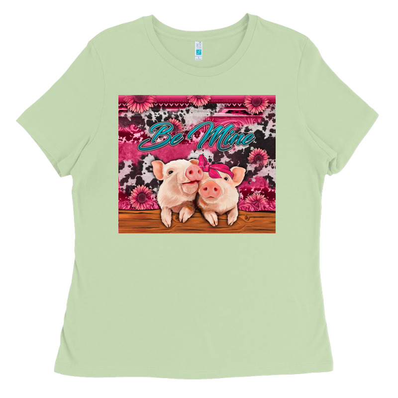Be Mine Valentine's Day Pigs Ladies Tee by Jasminsmagicworld | Teevron