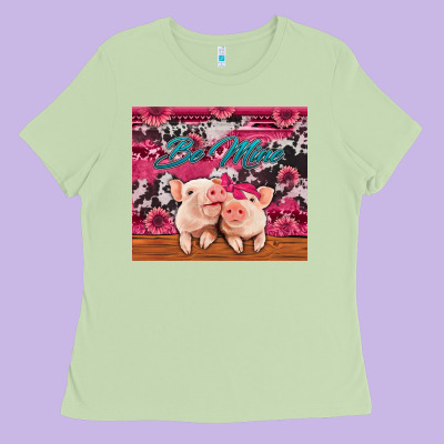 Be Mine Valentine's Day Pigs Ladies Tee Designed By Jasminsmagicworld