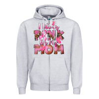 Heather Grey i wear pink for my mom Zipper Hoodie - CowGirlArtShop