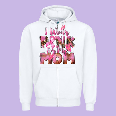 I Wear Pink For My Mom Zipper Hoodie Designed By Cowgirlartshop