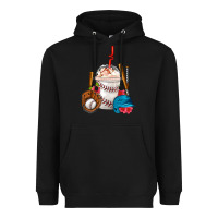 Black Baseball Frappe Coffee Heavyweight Hoodie - FaDigitalArtStudio