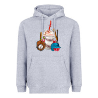 Heather Grey Baseball Frappe Coffee Heavyweight Hoodie - FaDigitalArtStudio