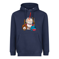 Navy Baseball Frappe Coffee Heavyweight Hoodie - FaDigitalArtStudio