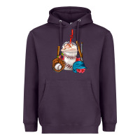 Plum Baseball Frappe Coffee Heavyweight Hoodie - FaDigitalArtStudio