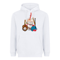 White Baseball Frappe Coffee Heavyweight Hoodie - FaDigitalArtStudio