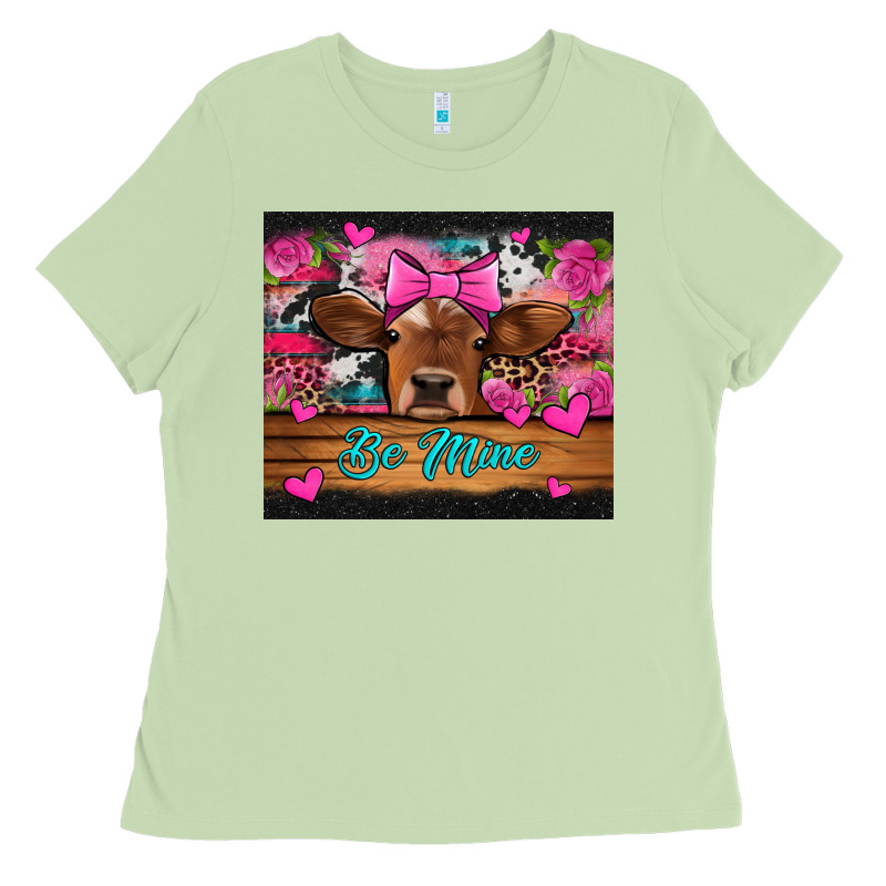 Be Mine Valentine's Day Cow Ladies Tee by Jasminsmagicworld | Teevron