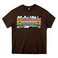 Chocolate Brown western cowhide serape sunflower mama license plate Heavy Core Tee - BarkalooDesign