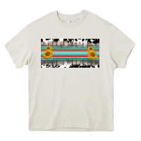Cream western cowhide serape sunflower mama license plate Heavy Core Tee - BarkalooDesign