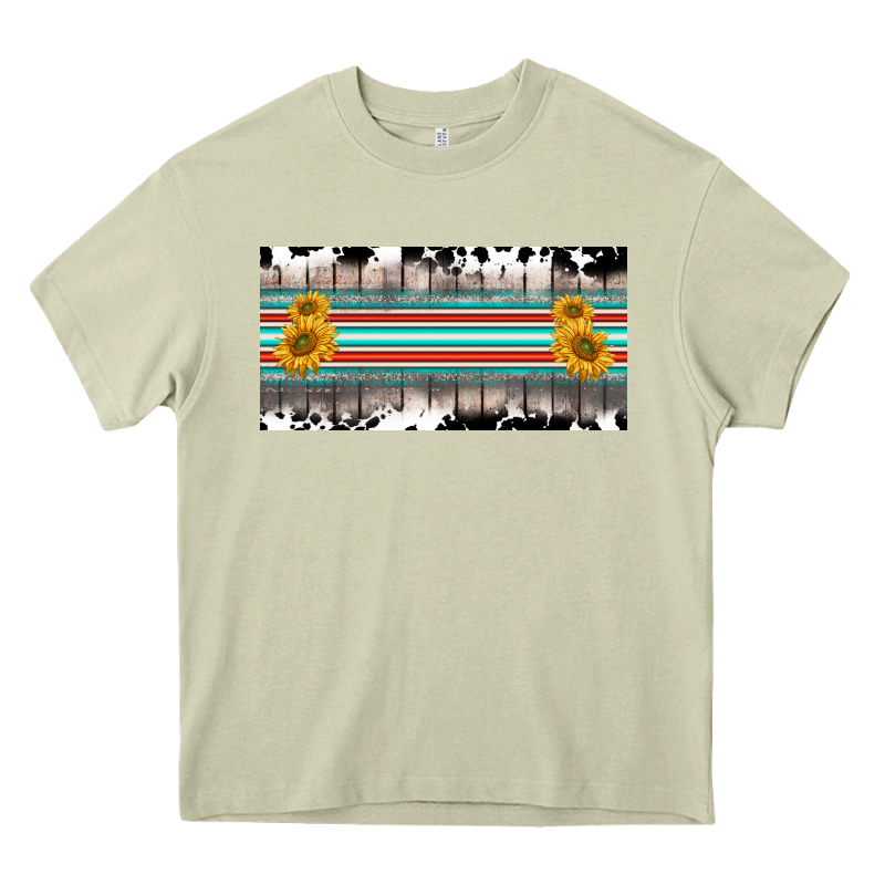 Western Cowhide Serape Sunflower Mama License Plate Heavy Core Tee by BarkalooDesign | Teevron