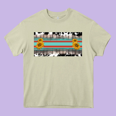 Western Cowhide Serape Sunflower Mama License Plate Heavy Core Tee Designed By Barkaloodesign