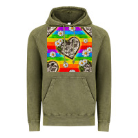 Vintage Olive Pride LGBTQ+ Cowhide Hearts And Daisy Patterns Vintage Hoodie - BundleAndBundleShop